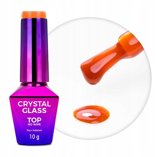 Molly Nails Crystal Glass Top No Wipe Witrażowy Orange Pumpkin Kolorowy Top Bez Przemywania Pomarańczowy 10g