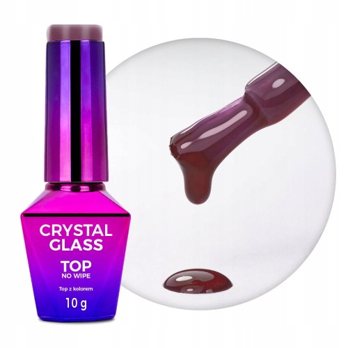 Molly Nails Crystal Glass Top No Wipe Witrażowy Purple Plum Kolorowy Top Bez Przemywania Fioletowy 10g