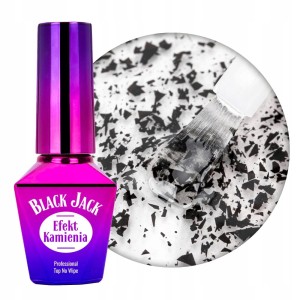 Molly Nails Top No Wipe Jack Top Black Top Hybrydowy Bez Przemywania z Czarnymi Drobinkami 10g