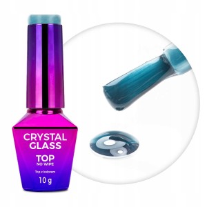 Molly Nails Top No Wipe Witrażowy Crystal Glass Blue Ocean Top Hybrydowy Bez Przemywania 10g