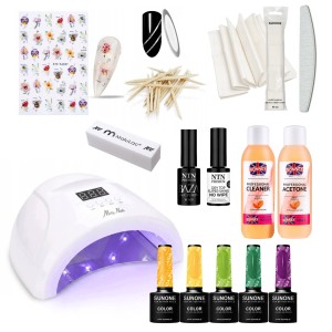 SunOne zestaw do manicure hybrydowego z lampą Molly Nails 1S PRO 48W frezarką i 10 lakierami