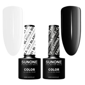 SunOne Zestaw Lakierów Hybrydowych UV/LED Biały B01 I Czarny Inez 2x5g