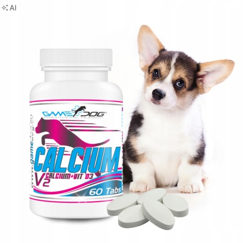 Game Dog Calcium + D3 Suplement z Wapniem dla Psa na Wzrost i Zęby 60 tabl