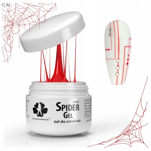 Allepaznokcie Spider Gel do Zdobień Paznokci Czerwony 3ml