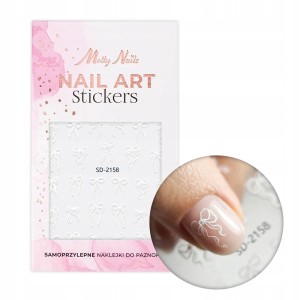 Molly Nails Naklejki do Paznokci 5D Samoprzylepne Białe Kokardki SD-2158
