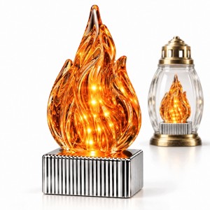 Wkład do znicza LED elektryczny Ciepły Płomień Srebrny 15 cm