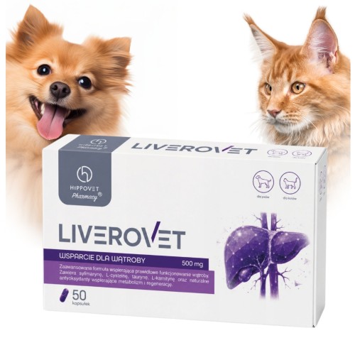Liverovet Hippovet suplement na wsparcie funkcjonowania wątroby psów kotów 50 kapsułek