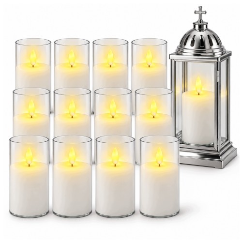 Wkład do zniczy LED elektryczny tuba efekt płomienia 15cm 12 szt