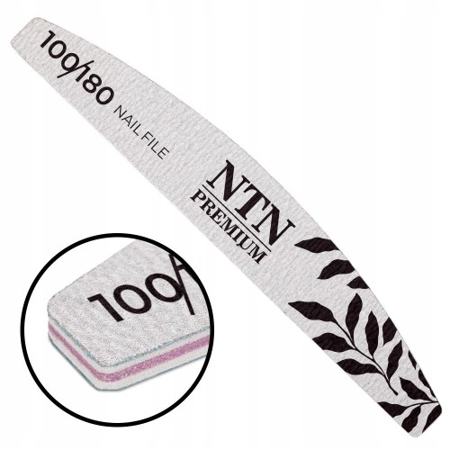 NTN Premium Pilniki do Paznokci Łódka Szary 100/180 10 sztuk