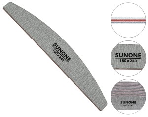 SUNONE Pilniki do paznokci 10 sztuk do manicure pedicure półksiężyc łódka zebra, gradacja 180/240